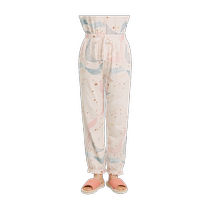 Three-gun pajamas for women spring and summer pure cotton sweet printed breathable thin womens casual trousers home pants