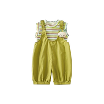 Girl Back Belt Pants Suit Summer 2024 New Children Foreign Air Trendy Kids Clothes Baby Two Sets Summer