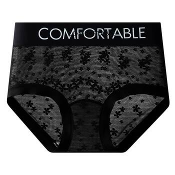 Lace underwear for women with high waist slightly slimming belly and buttock lifting letters fashionable style for women with extended crotch silk antibacterial briefs