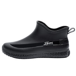 Sports version of rain boots for men, short-tube, British-style outer wear, waterproof, casual, thick-soled, kitchen work, non-slip, fishing, plus velvet to keep warm