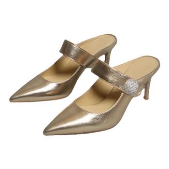 Stiletto half slippers with rhinestones and fashionable pointed toes