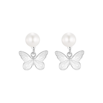 (Self-operated) DAISY BEAUTY Butterfly Pearl Earrings Sweet and Versatile Design for Women s925 Silver Earrings