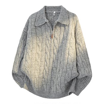 La chapelle retro hemp pattern half-zip sweater for men and women in autumn and winter lazy style pullover sweater sheep wool La chapelle retro hemp pattern half-zip sweater for men and women in autumn and winter lazy style pullover sweater sheep wool