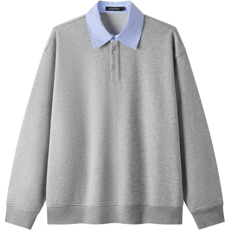 Gxg.jeans men's two-color fake two-piece simple fashionable loose lapel sweatshirt for men spring and autumn hot sale