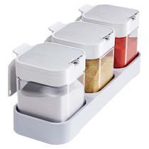 Salt MSG Seasoning Box Home Kitchen Light Lavish Style Salt Jar Seasoning Combined Suit Square Sauce Box Glass Jars