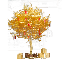 Simulation of gold banyan tree rock cash tree wishes tree large fake tree tree New Year red bag tree shopping mall decoration tree