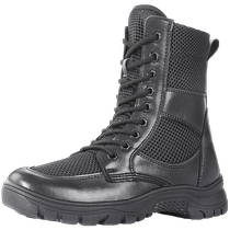 Combat boots mens summer breathable ultra-light mesh zipper combat boots non-slip wear-resistant security training boots high-top special duty shoes