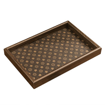 High-end retro tea tray walnut jewelry rectangular