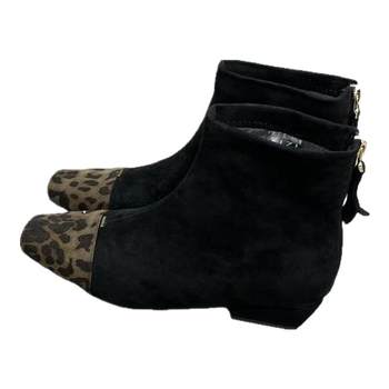Suede small square toe short boots leopard print fashionable women's boots