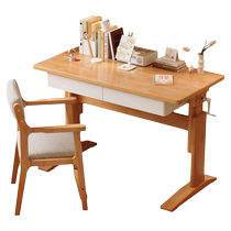 Naizhai solid wood hand-operated lift desk student home simple writing desk bedroom study table primary school desks and chairs