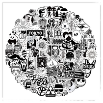 100 transparent black and white cartoon graffiti stickers motorcycle luggage notebook laptop tablet guitar personalized water cup glass cup motorcycle helmet decorative stickers waterproof