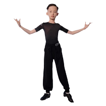 Latin dance clothes Oope dance with Latin dance practice clothes boys performance clothes training clothes new black short-sleeved suit