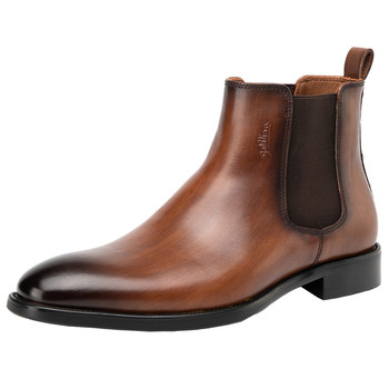 Goldlion color polished chelsea boots cowhide short boots
