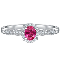 Chow Tai Fook ENZO Princess Sissi 18K gold ruby ​​diamond ring EZV357