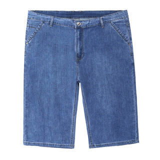 夏季薄款牛仔短裤男七分裤加肥加大码肥佬中裤阔腿运动宽松马裤潮