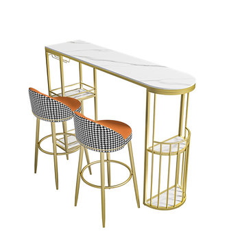 Light luxury slate bar table home living room partition with high legs