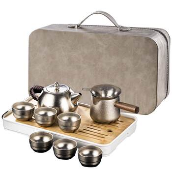 Rongshantang ຊຸດຊາເດີນທາງ titanium ບໍລິສຸດສໍາລັບ camping ແລະດື່ມຊາ