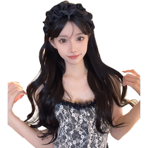 Water ripple headband wig one-piece half headpiece wig large wavy long hair natural fluffy high head curly hair