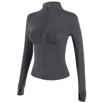 Fleece yoga jacket stand collar slim fit fitness clothing