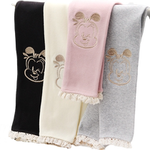 Babudou girls leggings spring and autumn thin outer wear foreign style baby autumn clothing pure cotton childrens long pants spring