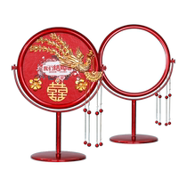 Wedding makeup mirror brides dowry red wooden comb a pair of womens wedding mini mirrors wedding supplies