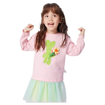 Balabala childrens clothing childrens long-sleeved T-shirt 2024 new girls spring clothing sweet top round neck bottoming shirt trendy