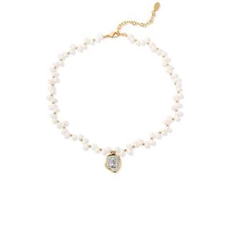 Amber loli 14k gold plated wishing coin pearl necklace