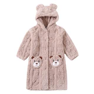 Qiu miqi's jacquard bear thickened nightgown and does not lose hair