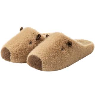 Yuangang children's cotton slippers parent-child plus velvet anti-slip baby