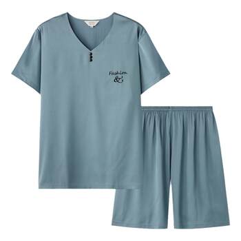 Pajamas men's summer ice silk short-sleeved home clothes