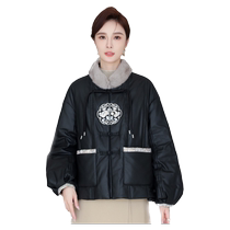 Genuine leather down jacket womens short 2023 winter new Chinese style sheepskin plus velvet leather jacket casual little man jacket