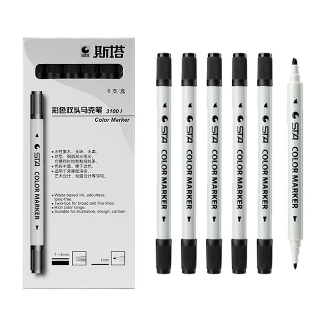 Sta double-ended dot pen black 1-4mm pen