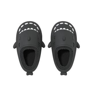 CHEDOIR防水鲨鱼棉拖鞋男秋冬居家防滑毛绒保暖男士可抽洗拖鞋女