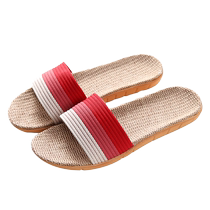 Linen slippers for men and women 2024 new summer outdoor wear at home and indoor non-slip cotton and linen home soft-soled slippers