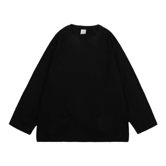 @港仔文艺男 白色纯棉长袖t恤男宽松卫衣纯色男生内搭打底衫男款