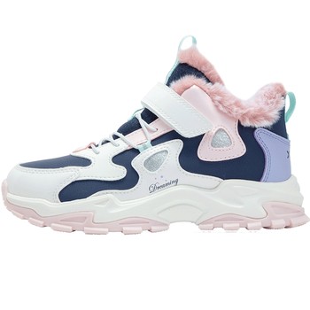 Xtep children's shoes winter new girls' warm shoes casual cotton shoes medium and large children's velvet thickened sports shoes large cotton shoes