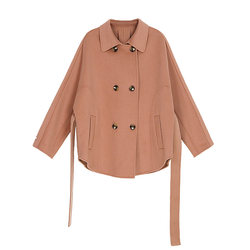 Xu Lin mini wool coat double-sided woolen coat for women winter 2024 new Korean style loose long-sleeved woolen coat Hepburn