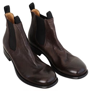 Sister peng washed horsehide handmade chelsea short boots for women
