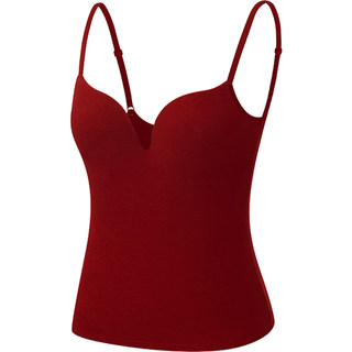 Curious Miss Red Wool Thermal Vest Camisole Autumn Underwear with Chest Pads, Heat-Generating, Anti-Static for the Year of Birth