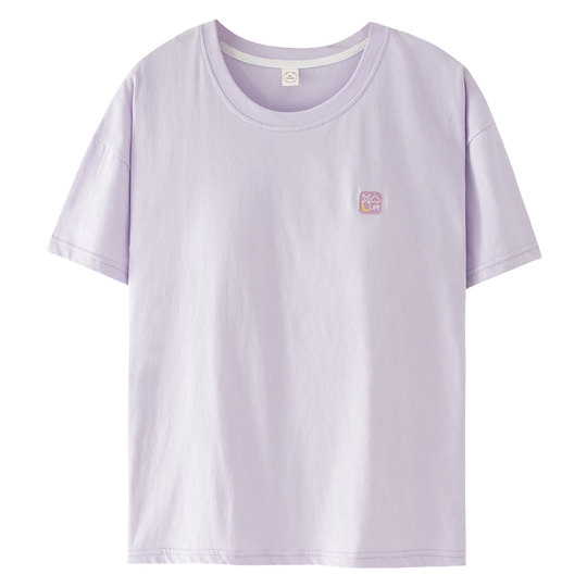 Full cotton breast pad pajamas women's single top without bra short-sleeved T-shirt in summer pure cotton thin round neck anti-convex dots