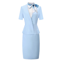 Commuting formal professional suit temperament goddess model sales office beauty salon work clothes suit blue summer suit