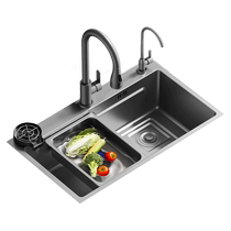 Kitchen household vegetable sink sink large single tank 304 stainless steel manual dishwashing sink nano water vegetable sink 2200