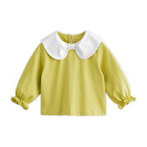 Mark Jenny 2024 Printemps nouvelle fille Collier de poupée plein coton chemise à manches longues T-shirt enfant