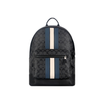 (Self-operated) COACH mens striped backpack classic casual presbyopic zipper hand bag