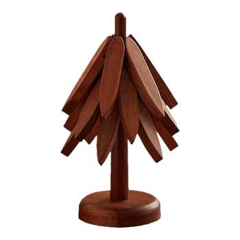 Insulation mat dining table mat a tree anti-scald and high temperature resistance household kitchen dish bowl mat creative coaster solid wood ornament