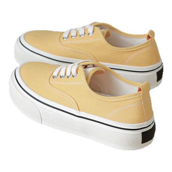 
Daphne white canvas shoes for women yellow 2025 new summer thin breathable board shoes thick sole height-enhancing small white shoes