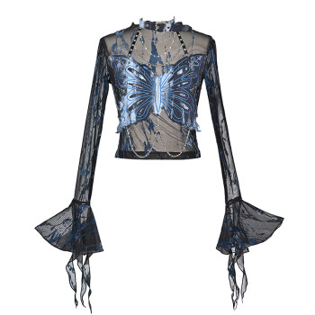 Y2k hot girl butterfly tube top two piece set