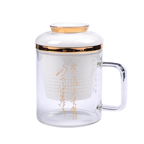 Shanghai Museum Glass Cup Bitter Shoots Post Tea Water Separation Filter Tea Cup Suit Water Cup Tea Set Gifts for elders