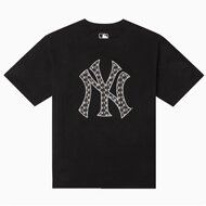 Mlb black presbyopic short-sleeved men and women new ny big logo on the back couple tops sports t-shirt 3atsm0653