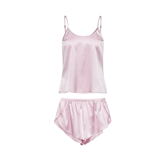 桑蚕丝吊带短裤情调两件套 丝绸女士内衣家居服套装 性感度假睡衣